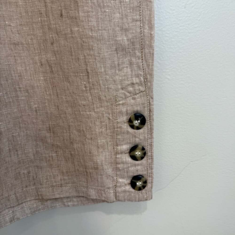 Women's 100% Linen Wide Leg Cropped Pants with Button Detail small Sigrid Olsen - Picture 6 of 6